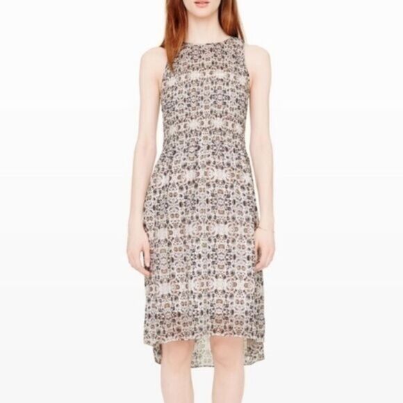 Club Monaco Helvi Smocked Printed Silk Dress - Picture 1 of 8